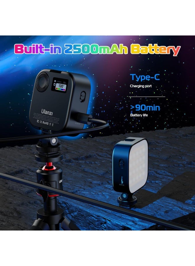 Ulanzi أضواء فيديو RGB U60 ضوء كاميرا LED أسود 360° إضاءة تصوير محمولة مع محول حذاء بارد سريع الإطلاق ومشبك، مصباح لوحة قابل للتعتيم 2500mAh قابل لإعادة الشحن CRI 95+ 2500-9000K - Image 5